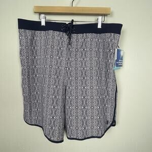 NWT Coolibar Men's Falcon Board Shorts Size 38 Blue Geometric Print UPF 50+ Swim
